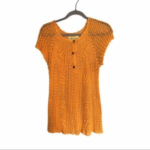 Hand Crochet Satya XL Mustard Yellow Top